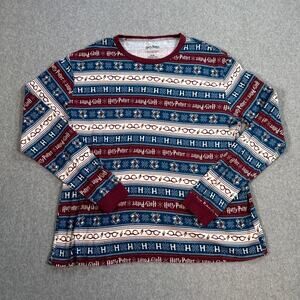 Harry Potter Long Sleeve Shirt Size Large Crew Neck Graphic Striped Lounge Casua
